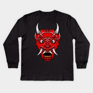 Demon Mask Red Kids Long Sleeve T-Shirt